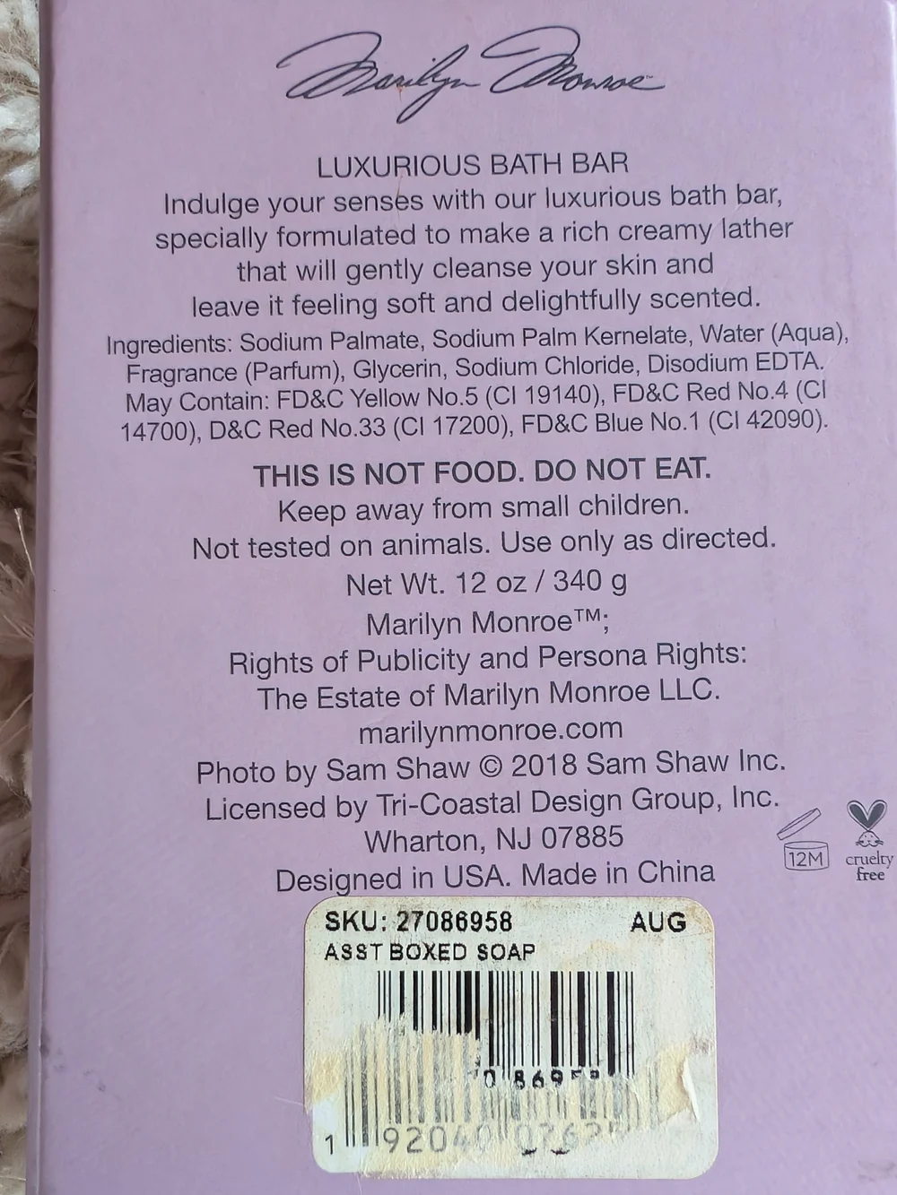 Marilyn Monroe Luxurious Bath Bar - Lavender Pink